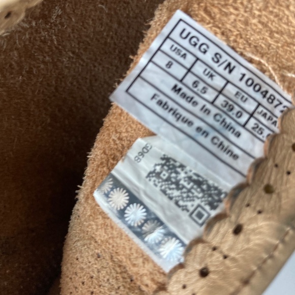 UGG Tan Suede Genuine Sheepskin Leather Rubber Outsole Mid Calf Boots size 8 - Picture 13 of 16